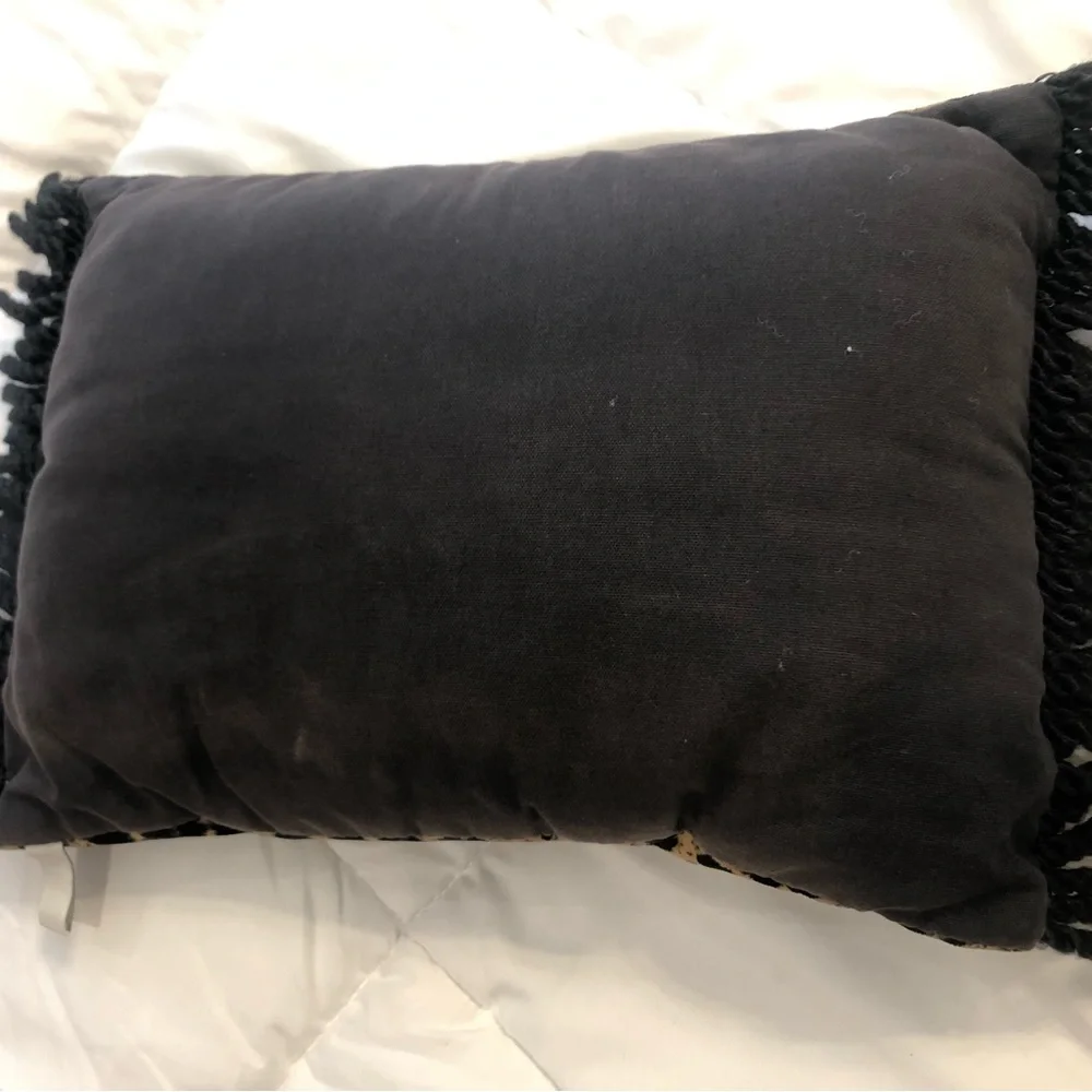 Red Velvet Square Pillow with Gold Tassels plus a leopard pillow